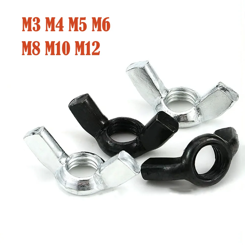 10/15/20/30/50pcs Butterfly Wing Nuts M3 M4 M5 M6 M8 M10 M12Carbon Steel Hand Tighten Zinc Plated Wing Nut Butterfly Nuts DIN315