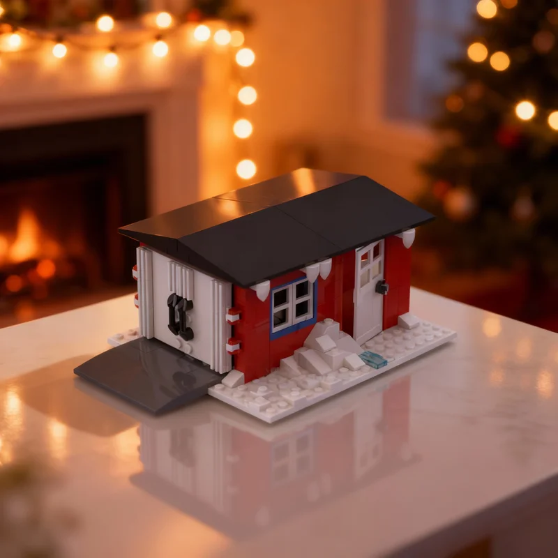 

166 деталей MOC: Современный гараж, зимняя деревня, классическая модель, конструктор, архитектурная игрушка, рождественский подарок, кирпичики для детей