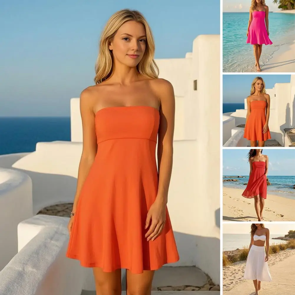 

Beach Dress Cover Ups Swimsuit Swimming Sundress Beachwear Wear Tunic Woman Girl Bikini Bathing Suit Clothing Stretchy