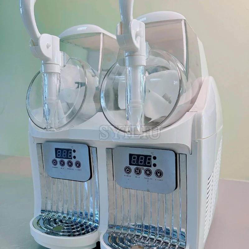 Máquina de Granizados Comercial de 4L con 2 Tanques de 2L, Mini Máquina de Derretir Nieve Doble, Máquina de Bebidas Frías de Sobremesa para Jugos y Smoothies