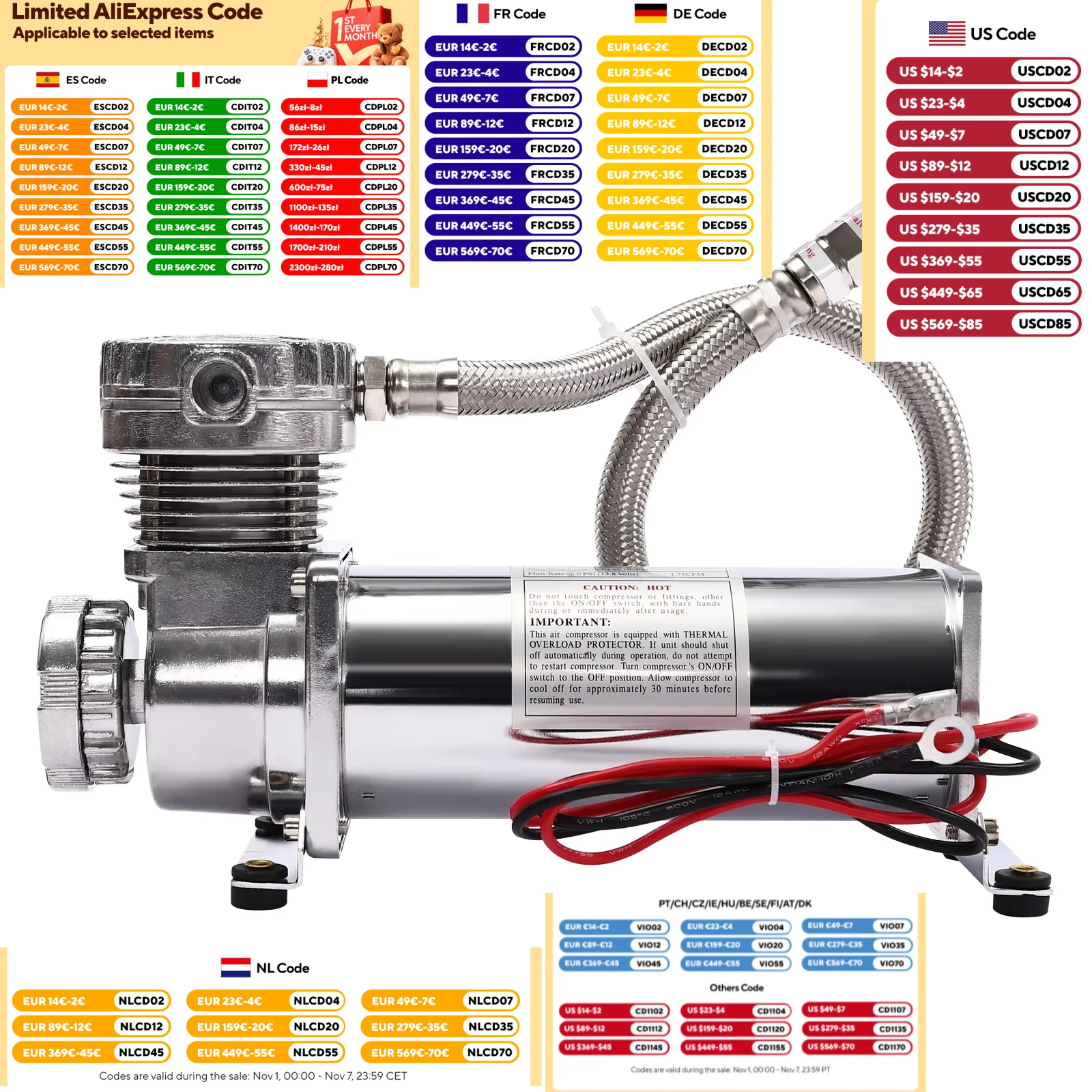 ปั๊มลมระบบกันสะเทือนรถยนต์แรงดันสูง DC 12V ชุดคอมเพรสเซอร์ลมสำหรับงานหนัก 200 PSI