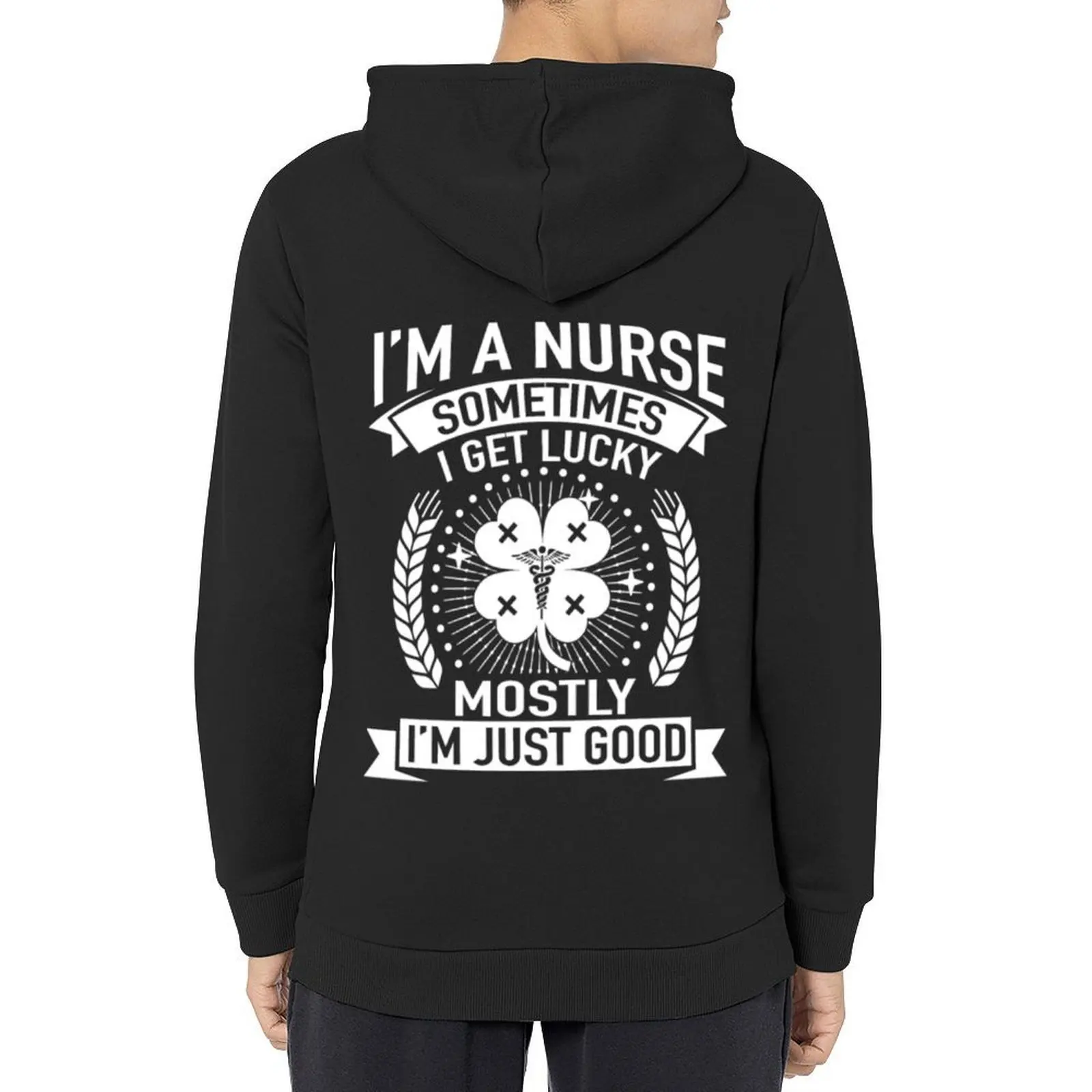 

Nurse Irish - A nurse sometimes gets lucky Hoodie autumn men clothing clothes for men korean autumn clothes hoodie oversize