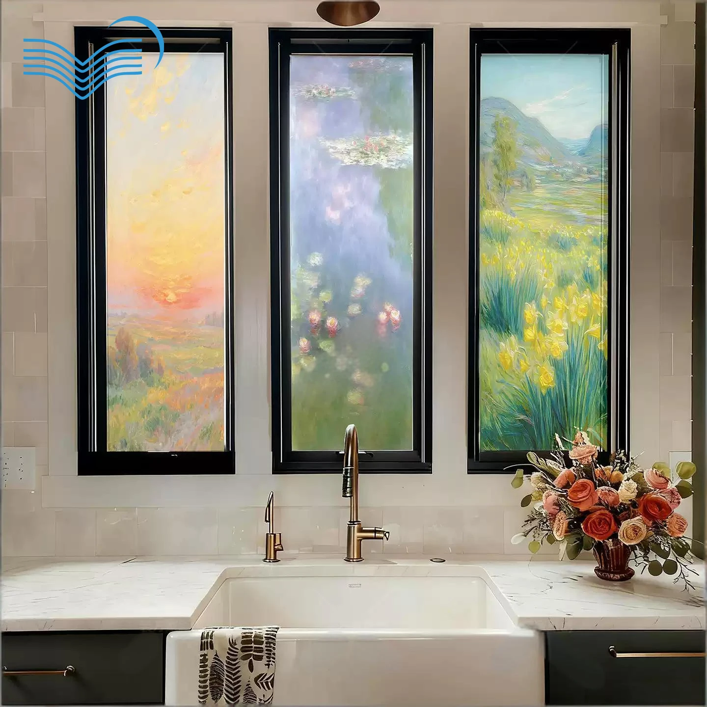 Bright Color Anti-peep PVC Glass Sticker Oil Painting Static Cling Frosted Window Film Privacy Decor Decal For Bathroom Glass