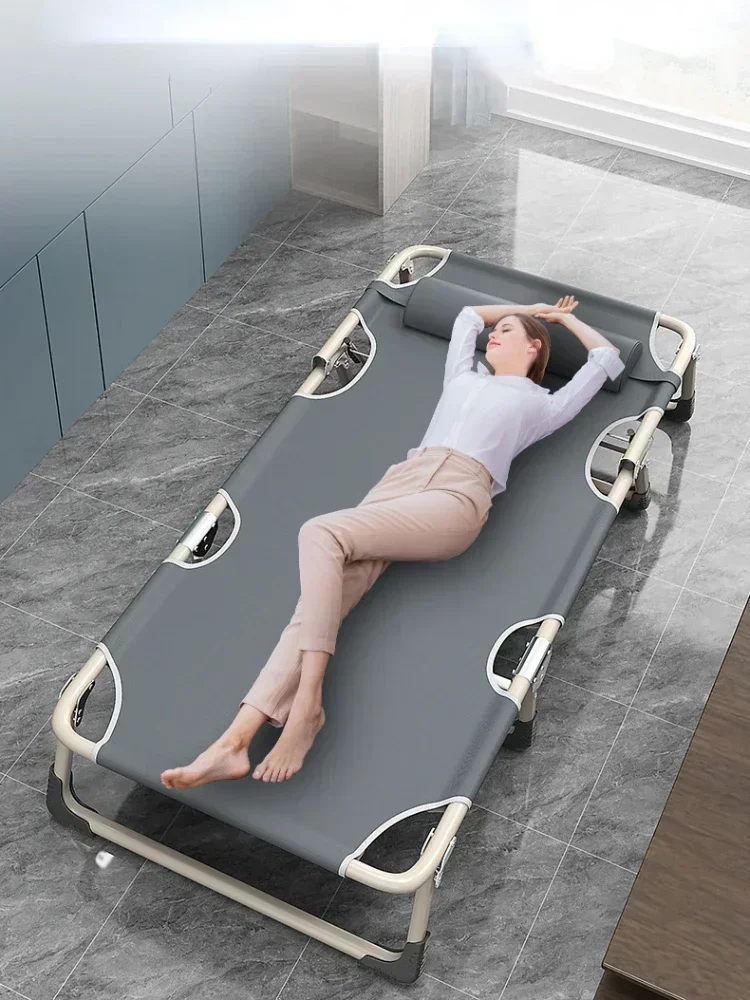Foldable Camping Cot for Adults Furniture Portable Folding Bed Office Nap Sofa Chair Compact Space Saving Design Chaise Lounge image 6