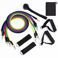 11pcs TPE Resistance Band Set Fitness Band Pull Rope Elastic Training Band With Door Anchor Handles Carry Bag Legs Ankle Straps