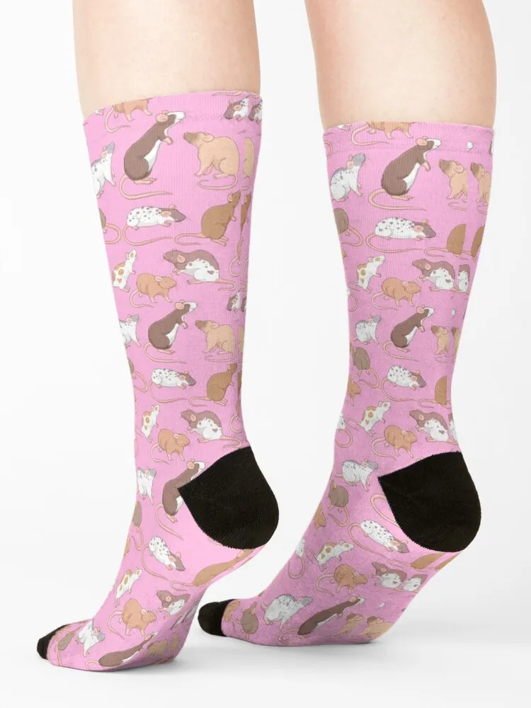 لطيف الفئران التوضيح نمط خلفية الوردي - غريب الأطوار الفن الجوارب الأزهار سعيد الجوارب الفاخرة فتاة الرجال #4