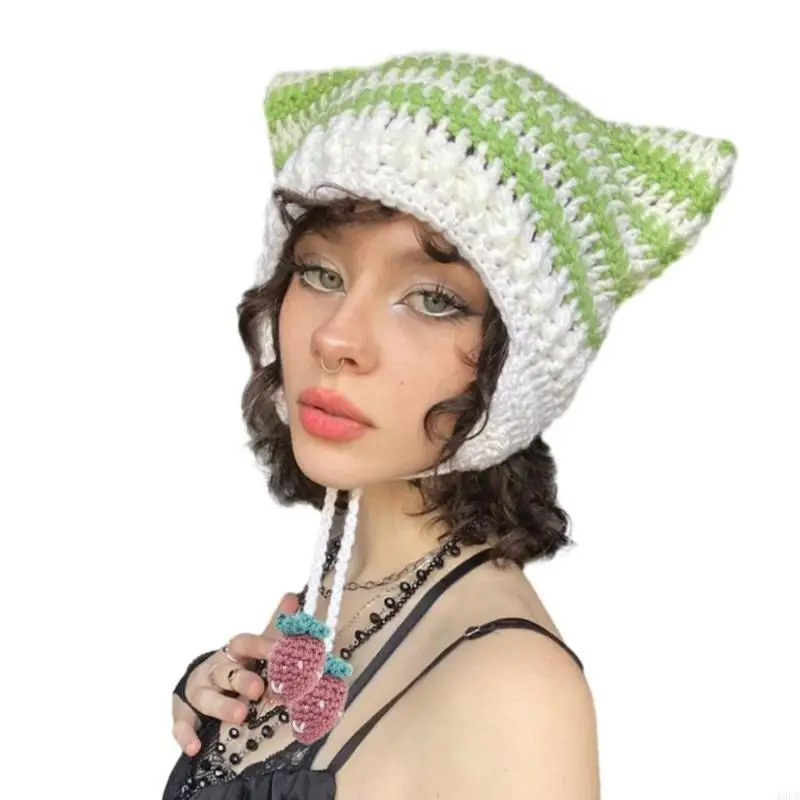 Joli chapeau d'oreille chat pour filles, cadeau pour ami, chapeau tricoté en Crochet doux