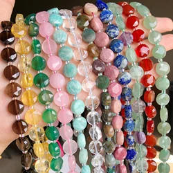 10mm AAA Faceted Coin Citrine Lapis Lazuli Quartz Natural Stone Beads Rondelle Spacer Beads For Jewelry Making DIY Bracelet 15''