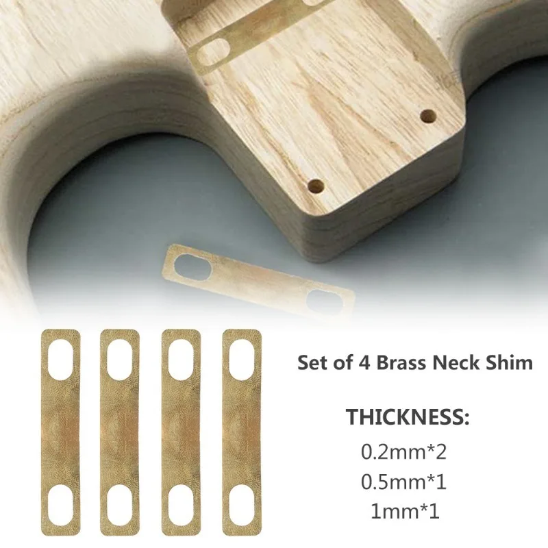 4 Pieces Electric Guitar Connecting Plate Square Handle Connecting Piano Plate Neck Heightening Metal Gasket
