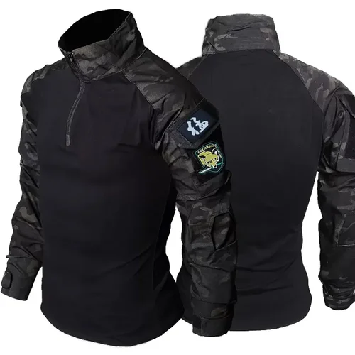 Imagen 2 del producto Camisas de adiestramiento al aire libre para hombre, ropa de trabajo de retazos duradera y transpirable, camisetas para senderismo, camisetas para pesca, caza y Paintball