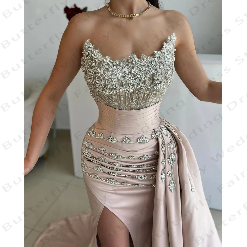 Gorgeous Women\'s Evening Dresses Mermaid Lace Sticker Sexy Sleeveless Off Shoulder Princess Prom Gowns Fashion Cocktail Party De