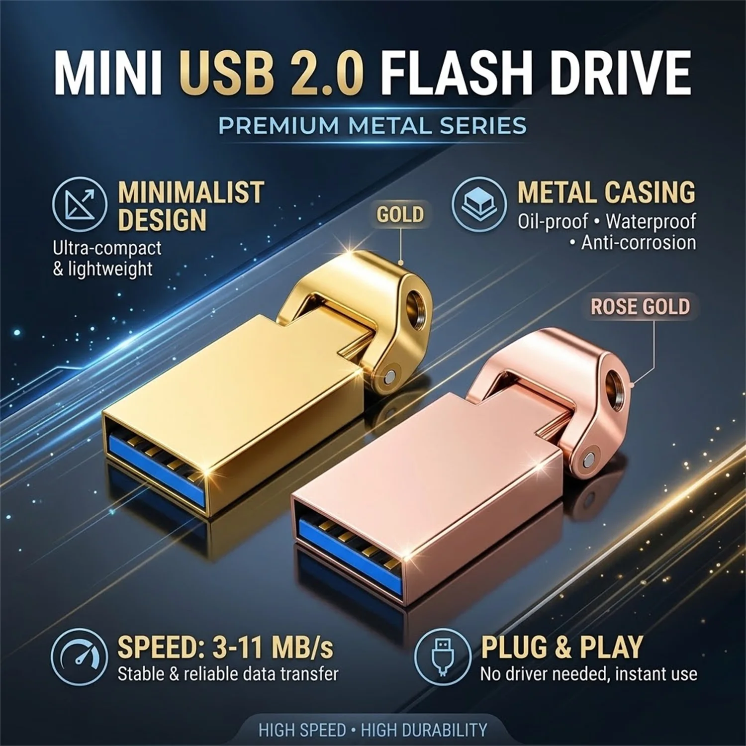 Super Mini USB2.0 Flash Drive 128GB Waterproof Pendrive 64GB 16GB USB Adapters Pen Drive 32GB Real Capacity Memory Stick 8GB