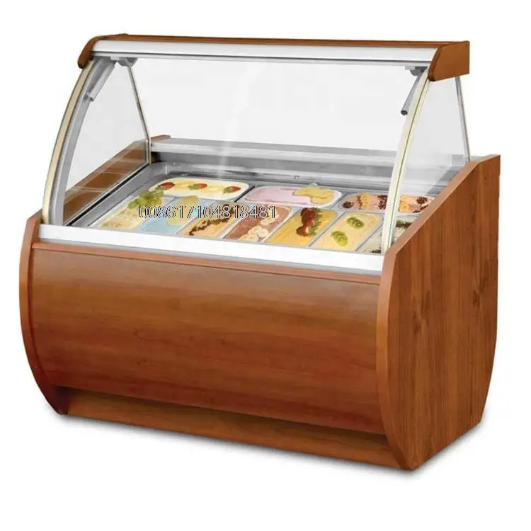 10 Pans Auto Defrosting Cheap Ice Cream Display Freezer Commercial Acrylic Display Fridge Showcase CFR BY SEA