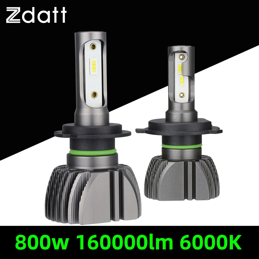 

Zdatt 800W H11 H7 Светодиодные фары Canbus H4 H8 H11 H9 9005 HB3 9006 HB4 9003 HB2 Hi/Lo 6000K 160000LM 12V Бесвентиляторные автомобильные фары Диод