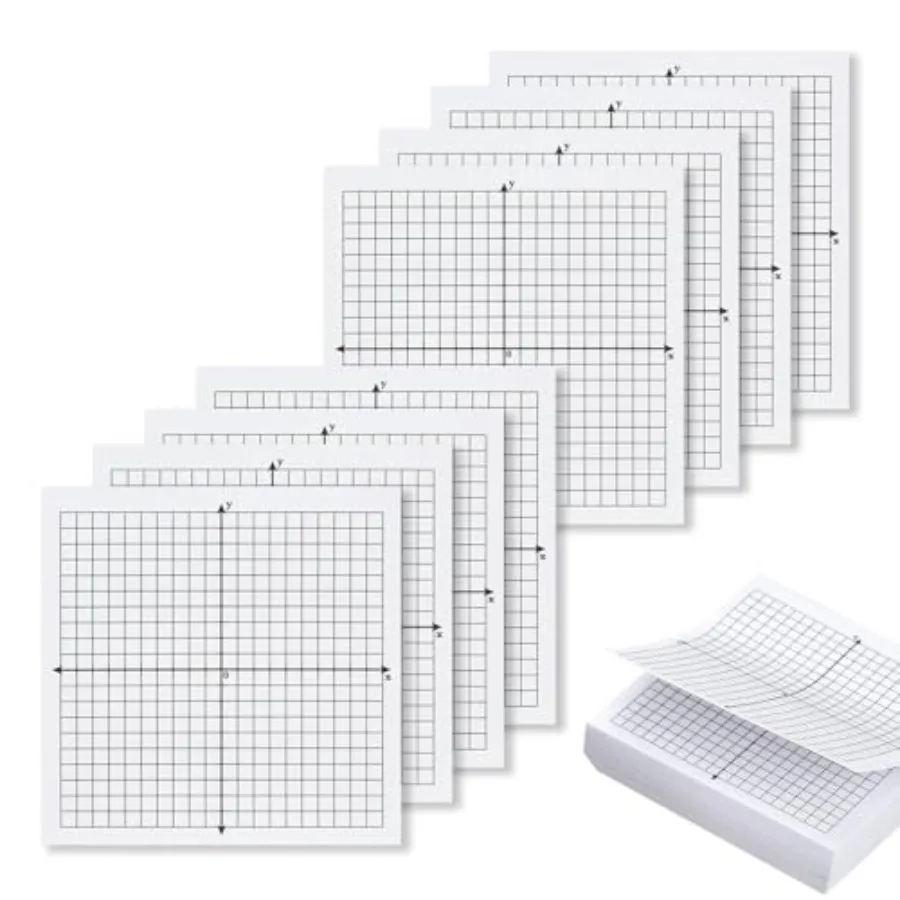 

8 блоков самоклеящихся листов для графиков, 3x3 дюйма, с сеткой, для математики, с четырьмя координатными осями, для офиса, школы, математических принадлежностей