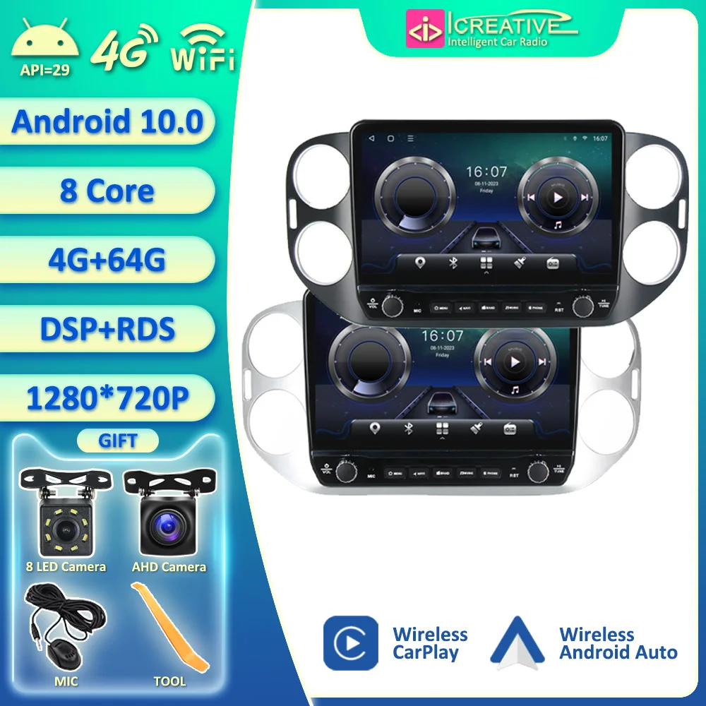 

IPS 4G+64G Android 10 Car Radio Multimedia Player For VW Volkswagen Tiguan NF 2006 - 2016 GPS Navigation Auto Stereo CarPlay HU