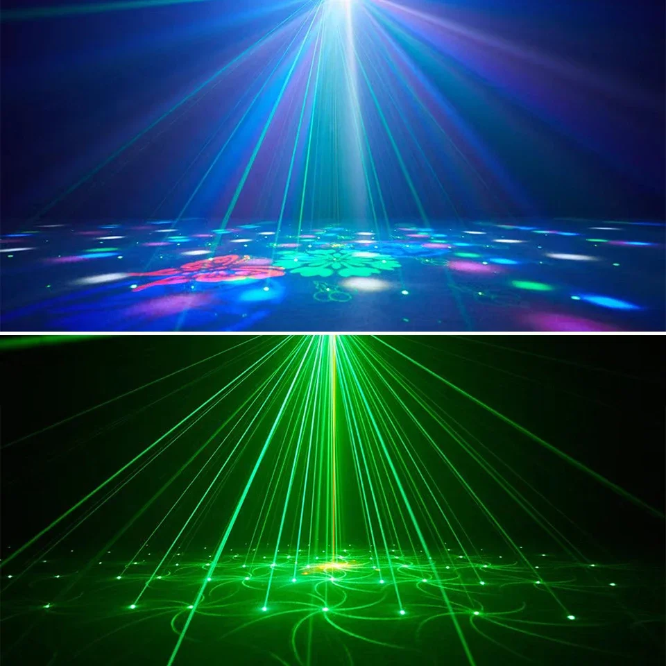 ALIEN 5in1 LED Stage Laser Party Light Effect with Remote Control DMX Sound Active for DJ Disco Holiday Wedding Dance Lamp