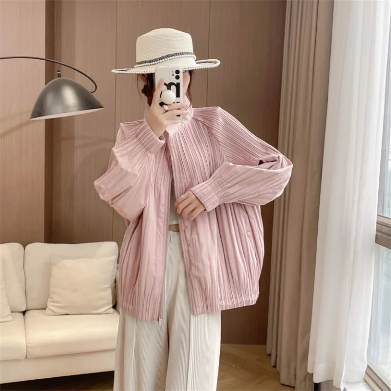 

Miyake ветрозащитное плиссированное модное элитное модное женское короткое ветрозащитное теплое пальто с длинными рукавами, одежда на хлопковой подкладке