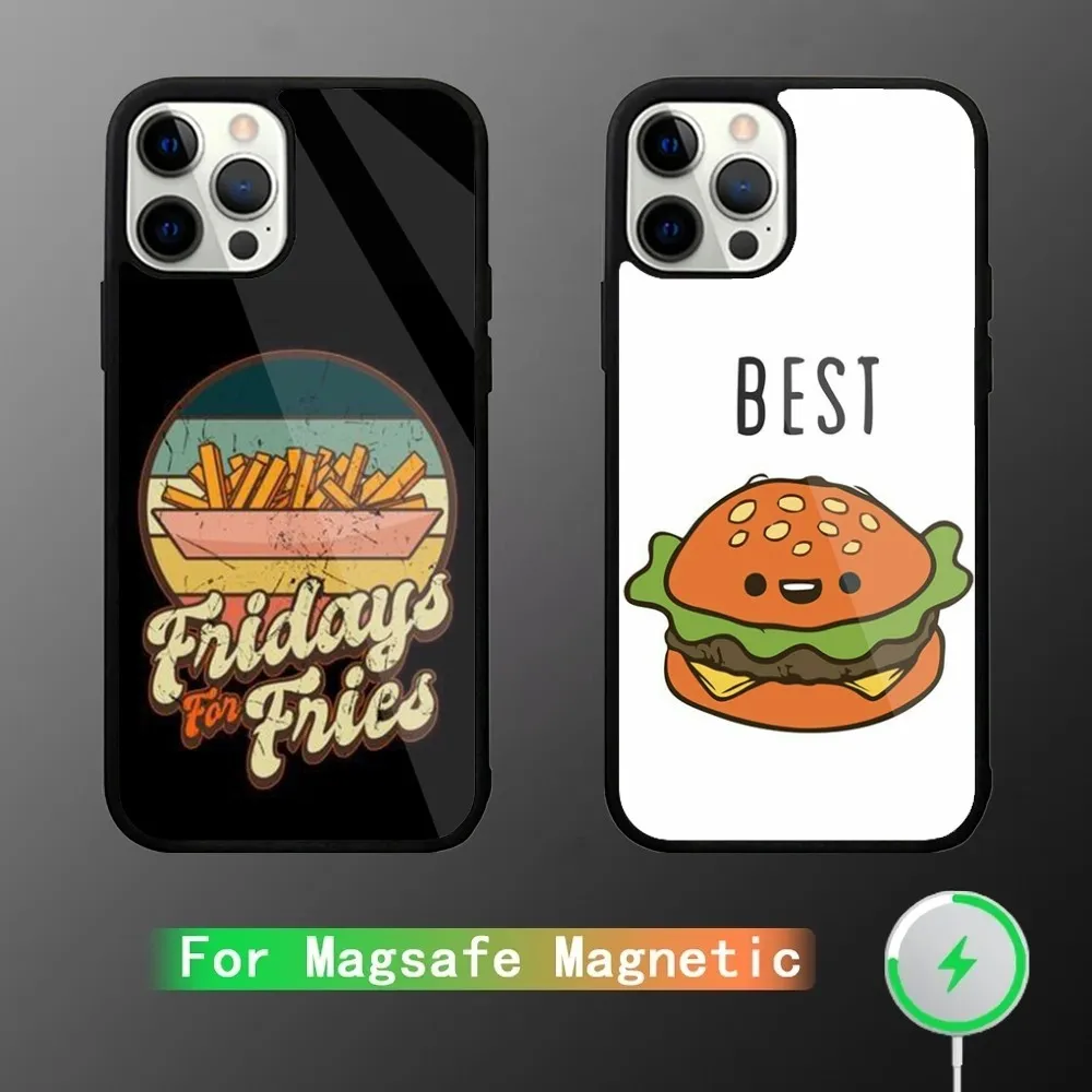 BFF Best Friends Burger Fries Food Funny Phone Case For iPhone 15,14,13 Plus,Pro,Max Mini Magsafe Magnetic Wireless Charging