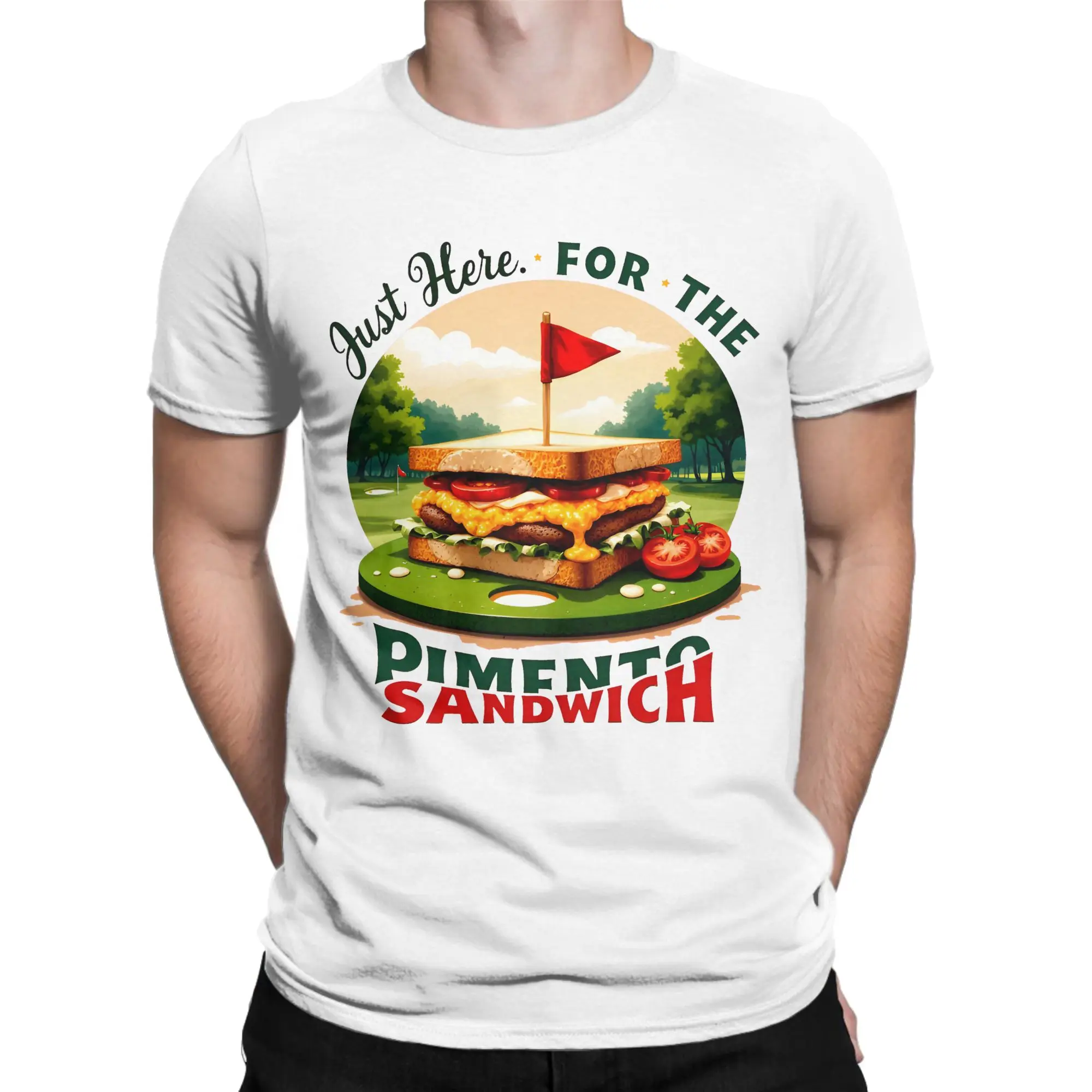 Men Just Here For The Pimento Cheese Sandwich Golf Humor Season T-Shirts  Cotton Tops Summer Short Sleeve T-Shirt O-Neck Tshirt