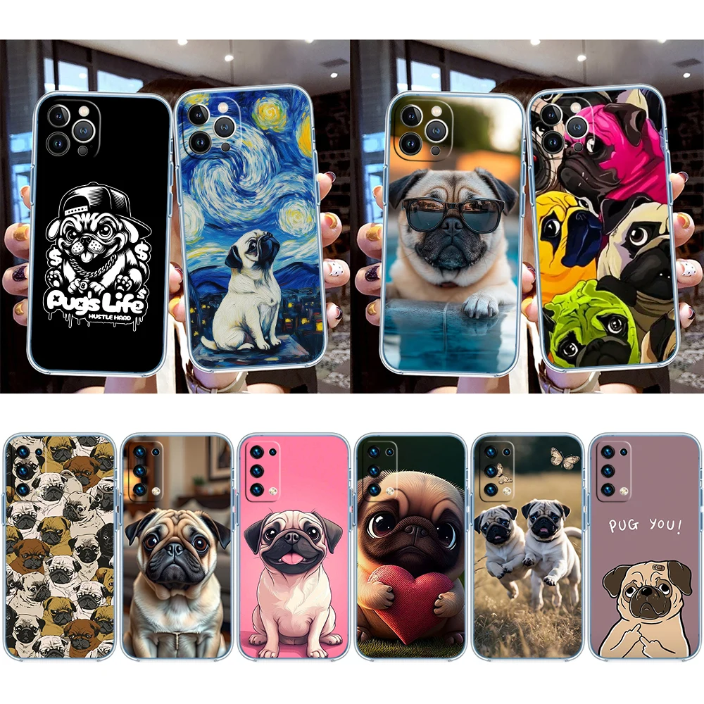 Funda de teléfono transparente con perro Pug para LG K22 K30 K40 K40S K41 K42 K50 K50S K51 K51S K52 K61 K62 K71 K92 Q60 Q61 V40 V50 V60