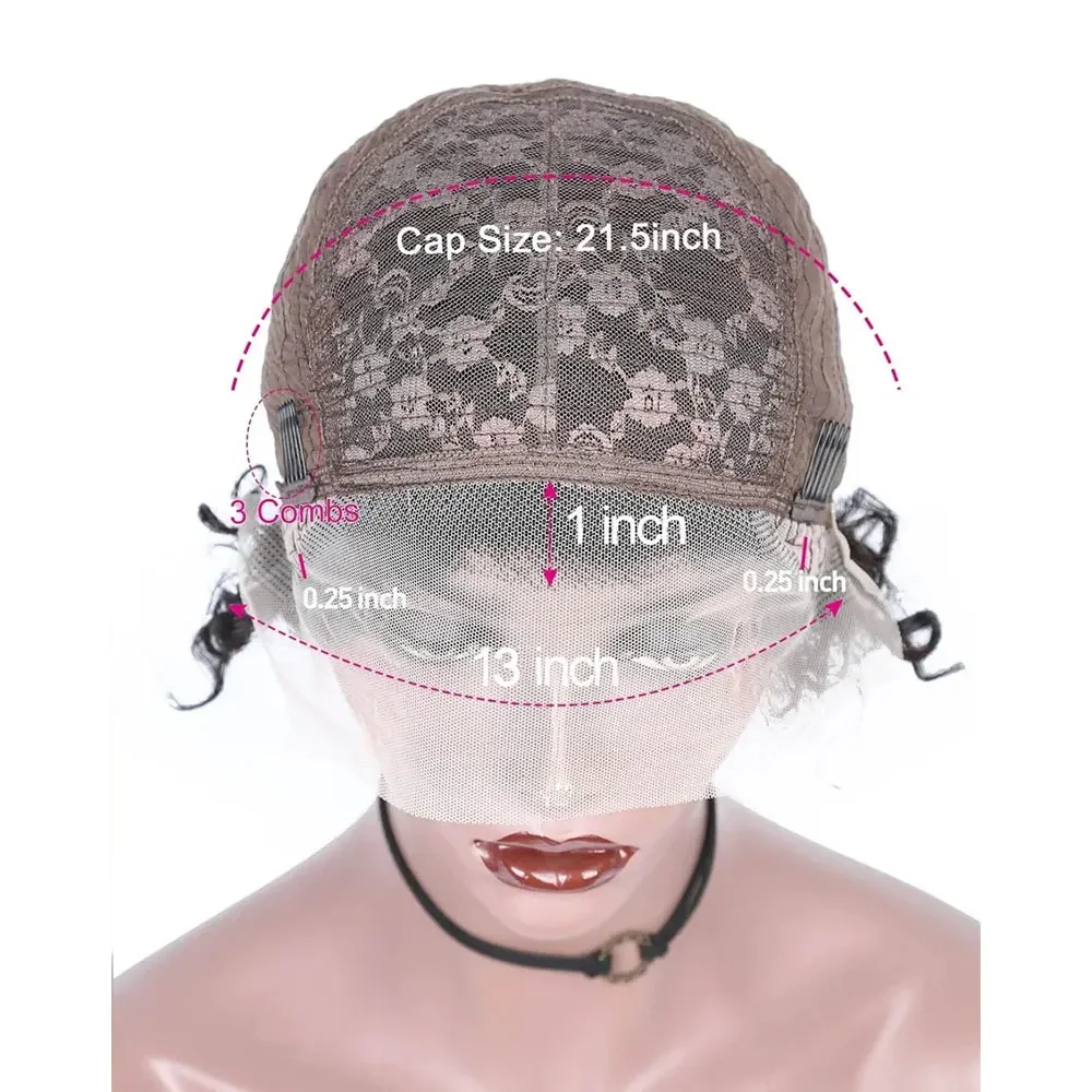 Short Curly Lace Frontal Wig 13x1 Human Hair PIxie Cut Wig Colored Brazilian Human Hair Wig For Black Women
