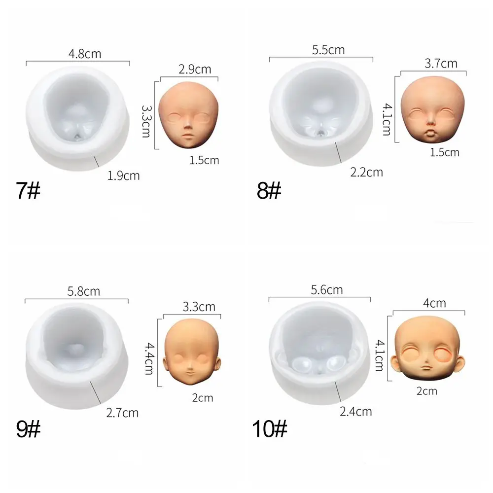 비례 케이크 장식 Q 버전 아기 얼굴 실리콘 몰드, 3D 얼굴 몰드, 클레이 헤드 스컬피 인형 수정 액세서리