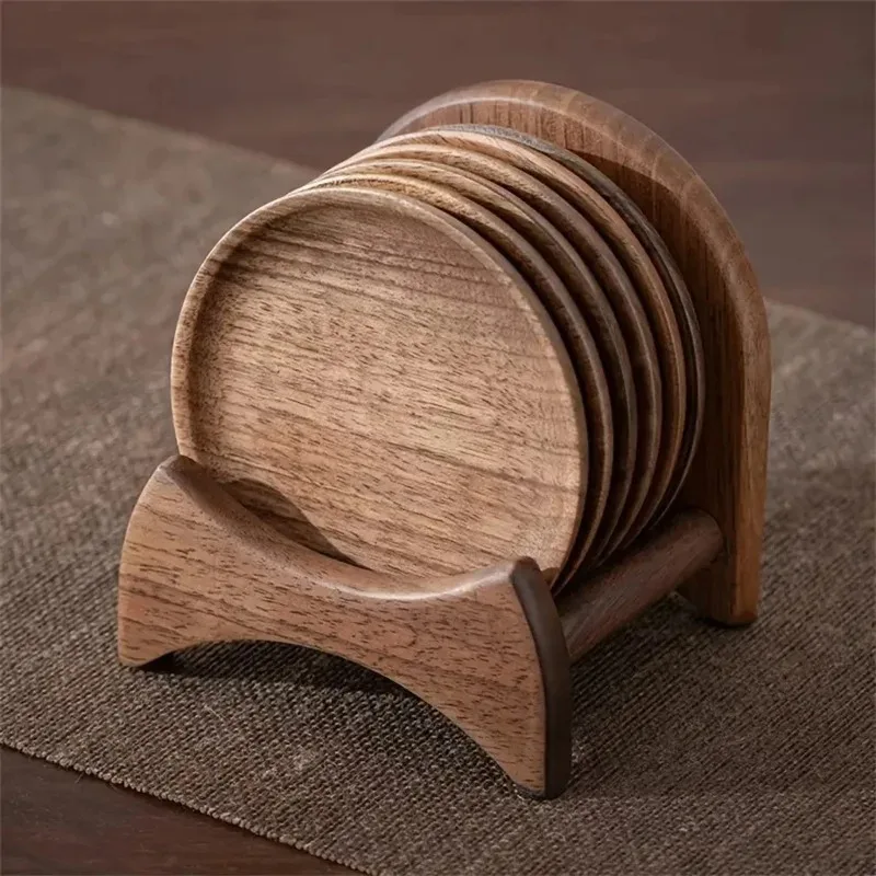 Everbright Store Black Walnut Solid Wood Teacup Mat Tea Ceremony Kettle Cup Holder Tea Cup Holder Insulation Mat Coaster