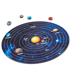 Montessori Solar System Puzzle Toy for Children Boy Girl Wooden Planets Jigsaw Board Game Toy Astronomy Educational Learning Toy