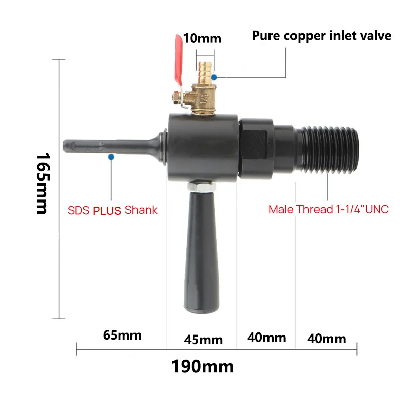 Diamond Core Bit Water Injection Adapter 1 1/4"-7 UNC Male Thread To SDS PLUS Connection Converter For Electric Hammer Drill
