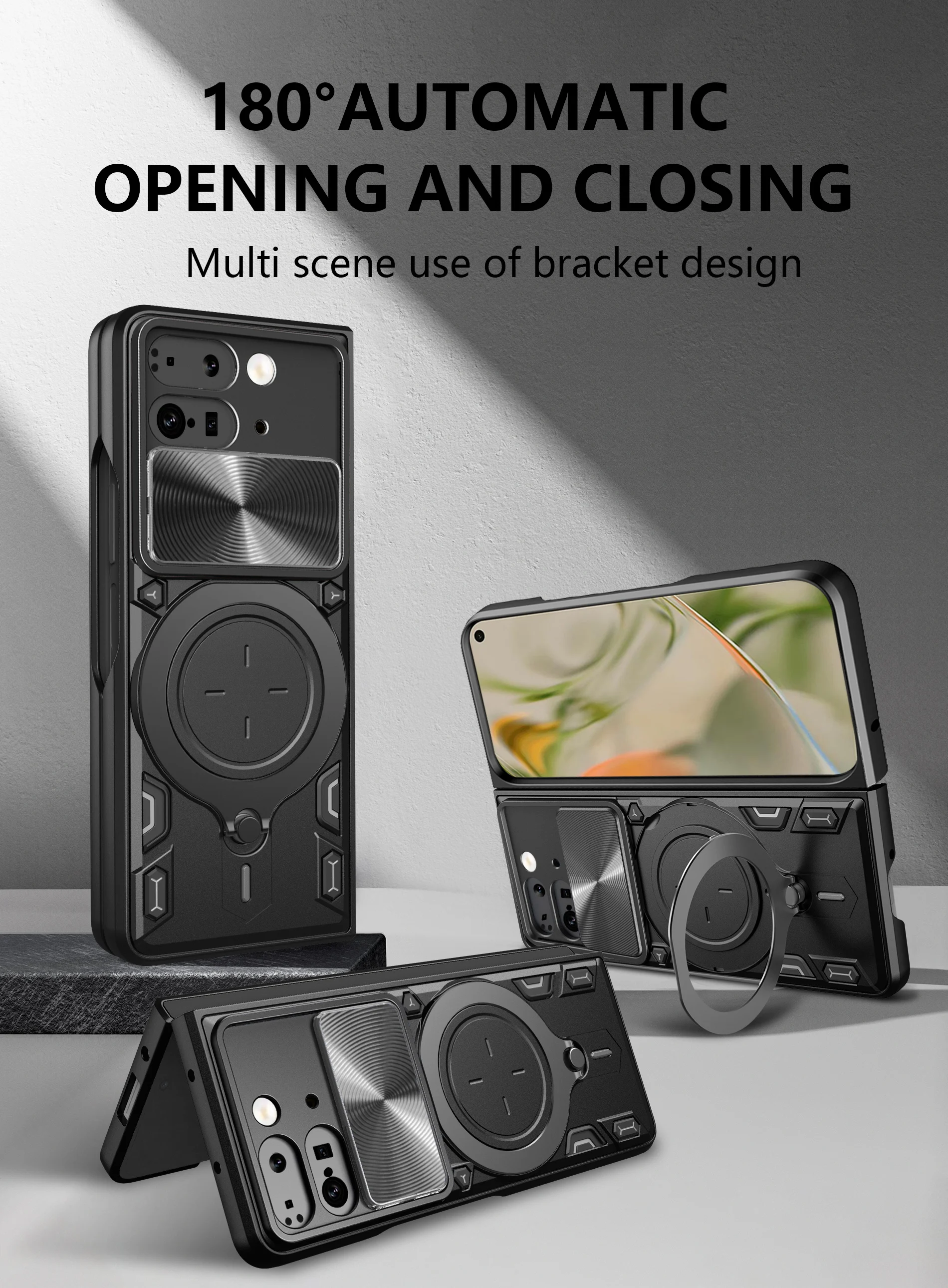 

Защитный противоударный чехол для объектива камеры слайд-камерой для Google Pixel 9 Pro Fold 5G, кольцевой держатель, силиконовые чехлы на заднюю панель