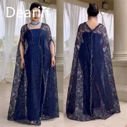 Customized Women Prom Gown Formal Dearin Square Collar A-line Floor Length Skirts Tulle Stole Bespoke Occasion Dresses Evening D