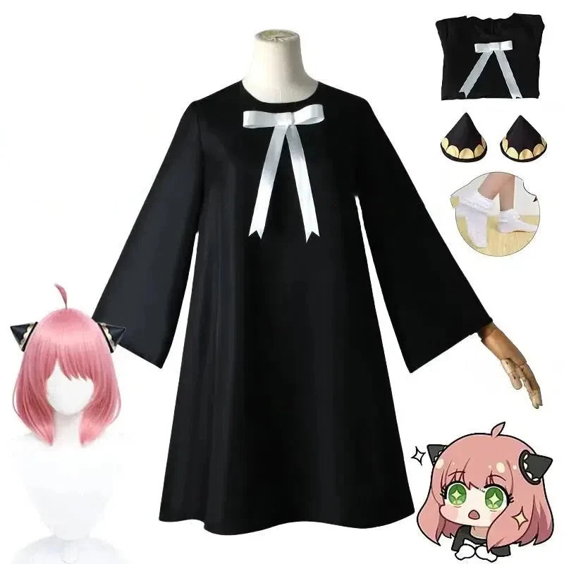 

Anya Forger Cosplay Costume pour adultes et enfants, perruque au beurre, robe, corne, famille, vêtements de sauna