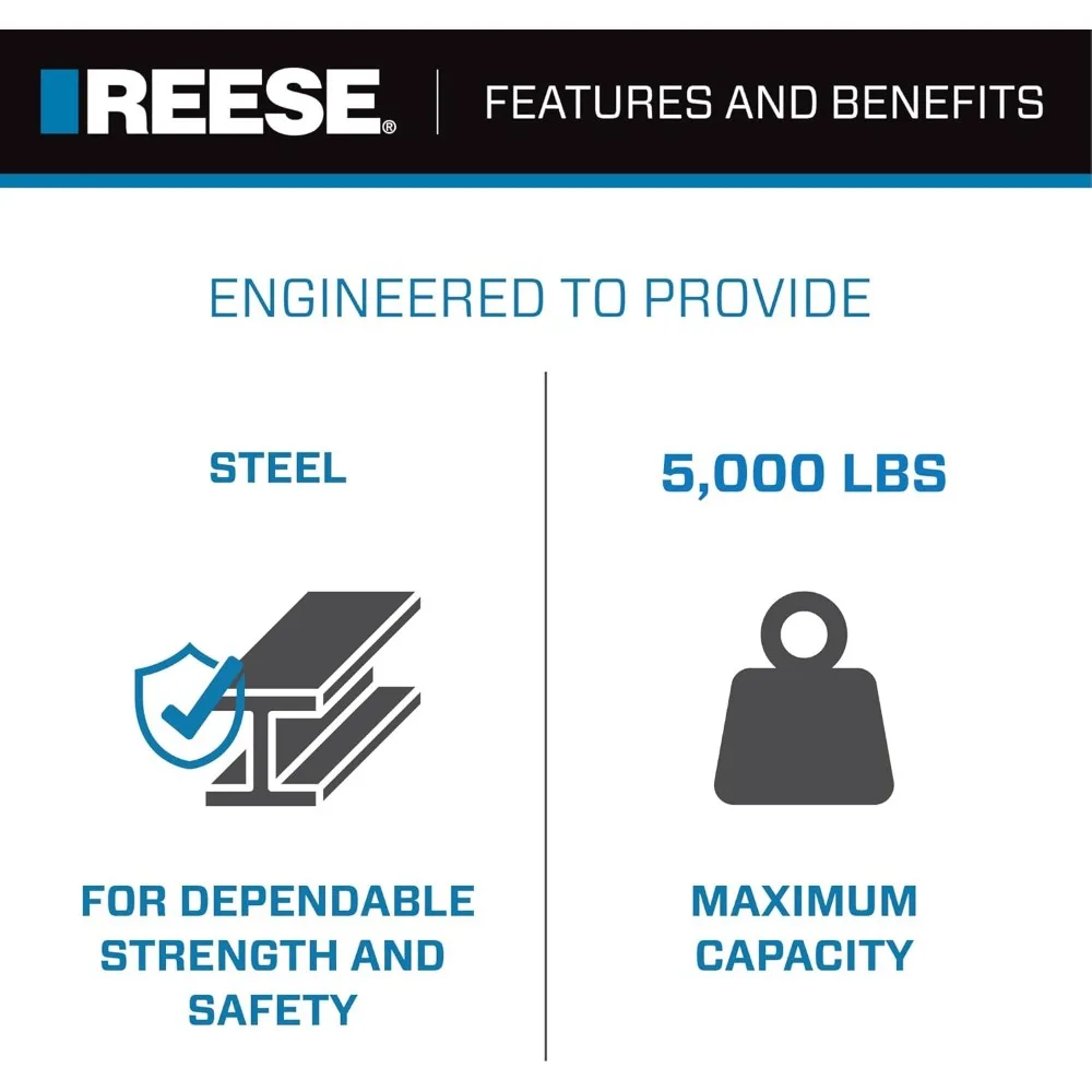 حامل كروي قابل للتعديل شديد التحمل، جهاز استقبال مربع 2 بوصة مناسب، قطرة 5.25 بوصة/ارتفاع 4 بوصة، سعة 5000 رطل #3