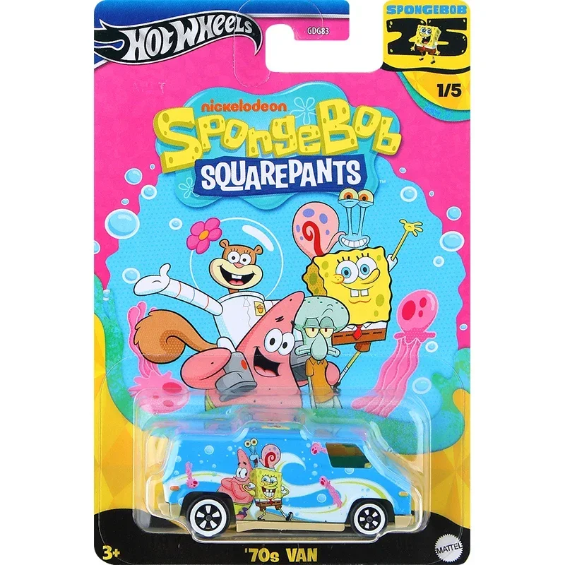 Original Hot Wheels Car SpongeBob SquarePants Boys Toys 1/64 Diecast 70s Van Pony-up Quick D-livery Second Wind Straight Pipes