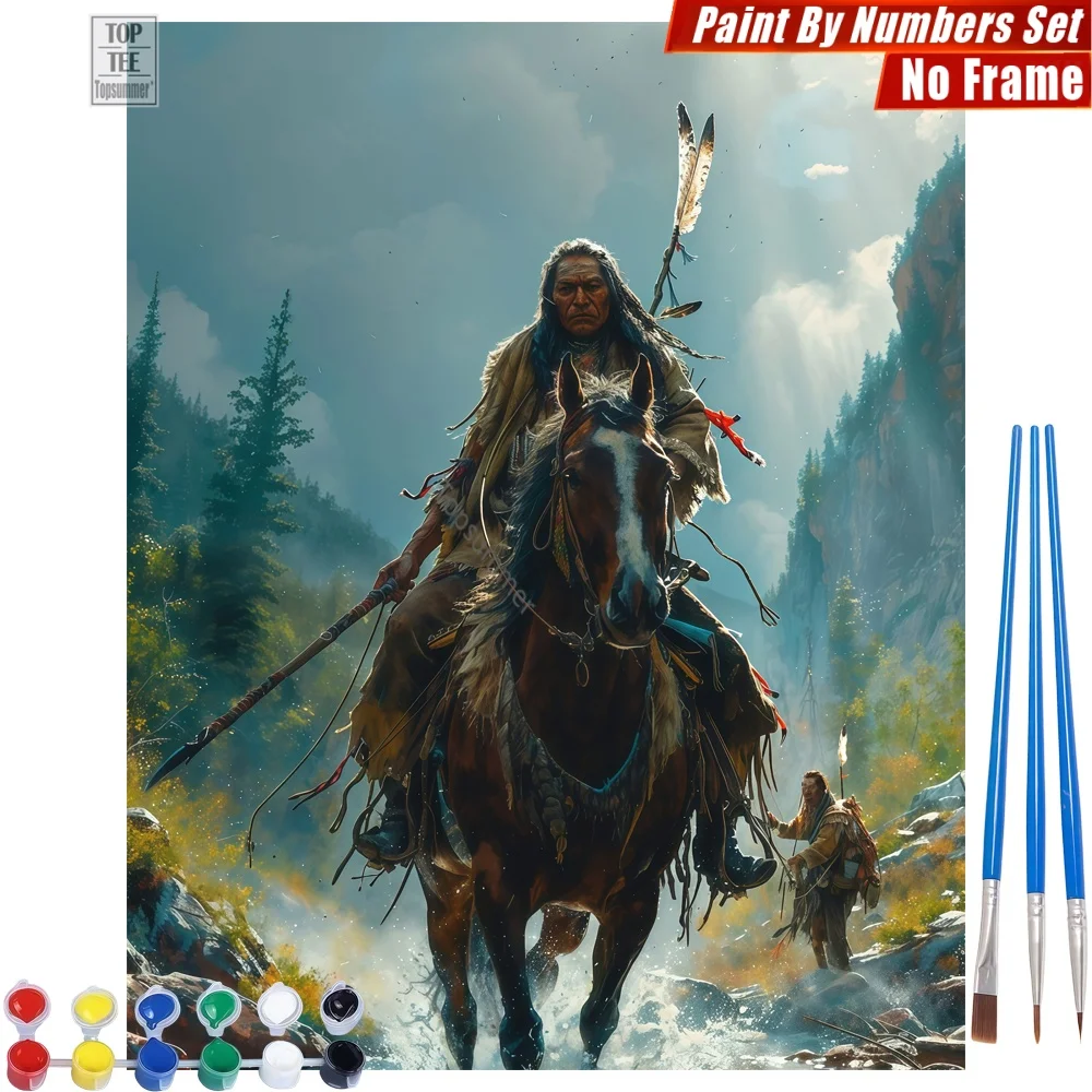 Set de pintura por números de caballo nativo americano - Actividades artísticas con lanza nativa americana, regalo del Día de la Madre para esposa
