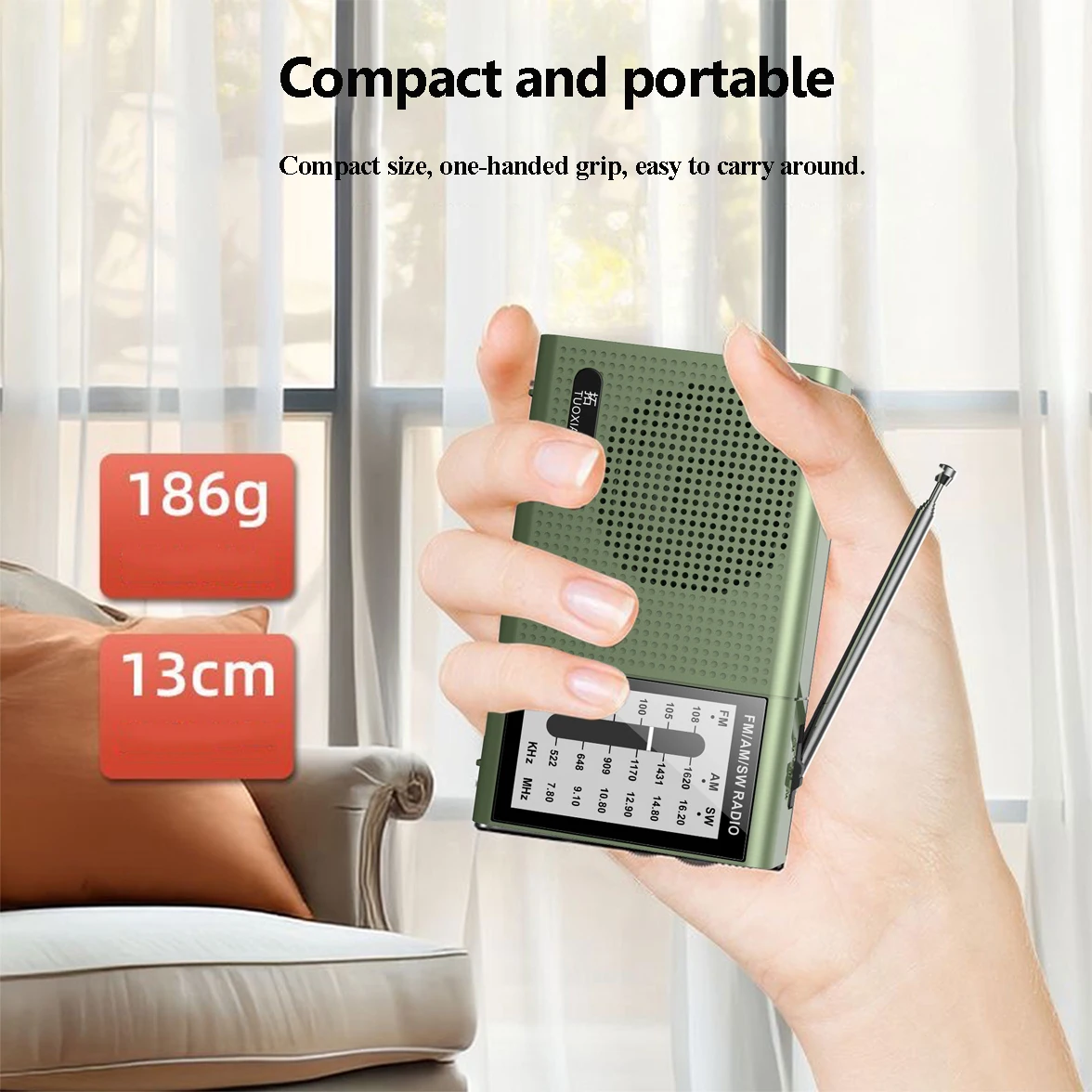 راديو صغير محمول كامل النطاق حساسية عالية FM AM SW أجهزة الراديو مع مكبر صوت قوي 3.5 مللي متر سماعة جاك قابلة للشحن لكبار السن