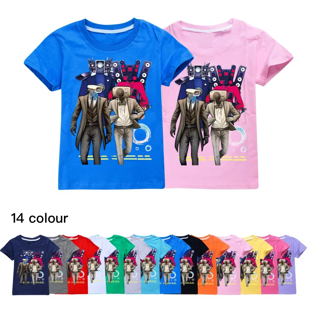 

Skibidi Toilet Girls Boys Anime Tops Print Cartoon Casual 2023 Summer Children Cotton Short-sleeved T-shirt Kids Clothes 2-16Y