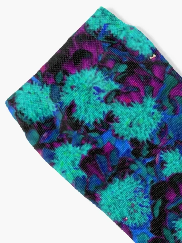 Futuristic Blue, Cyan and Purple Floral Abstract Motives Socks crazy Stockings man Run shoes Socks For Women Men's