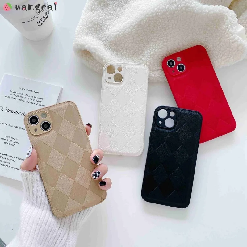 For Vivo V29 V27 V25 V23 Pro V27e V21 4G 5G V21s Phone Case Lozenge Rhomb Pattern Leather Simple Business Cover