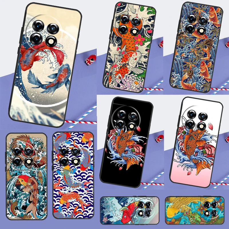 Tatuaje japonés Koi Dragon Wave cubierta para OnePlus 13 12 R 11 9 10 Pro 8T 9RT 10T OnePlus Nord 4 CE 2 3 Lite N20 N30