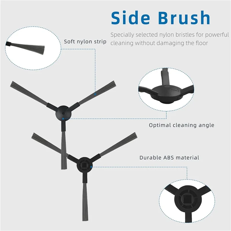 A85I-For MIDEA VCR04W قطع غيار قابلة للغسل فرشاة جانبية فلتر Hepa ممسحة قماش جهاز آلي لتنظيف الأتربة ملحقات