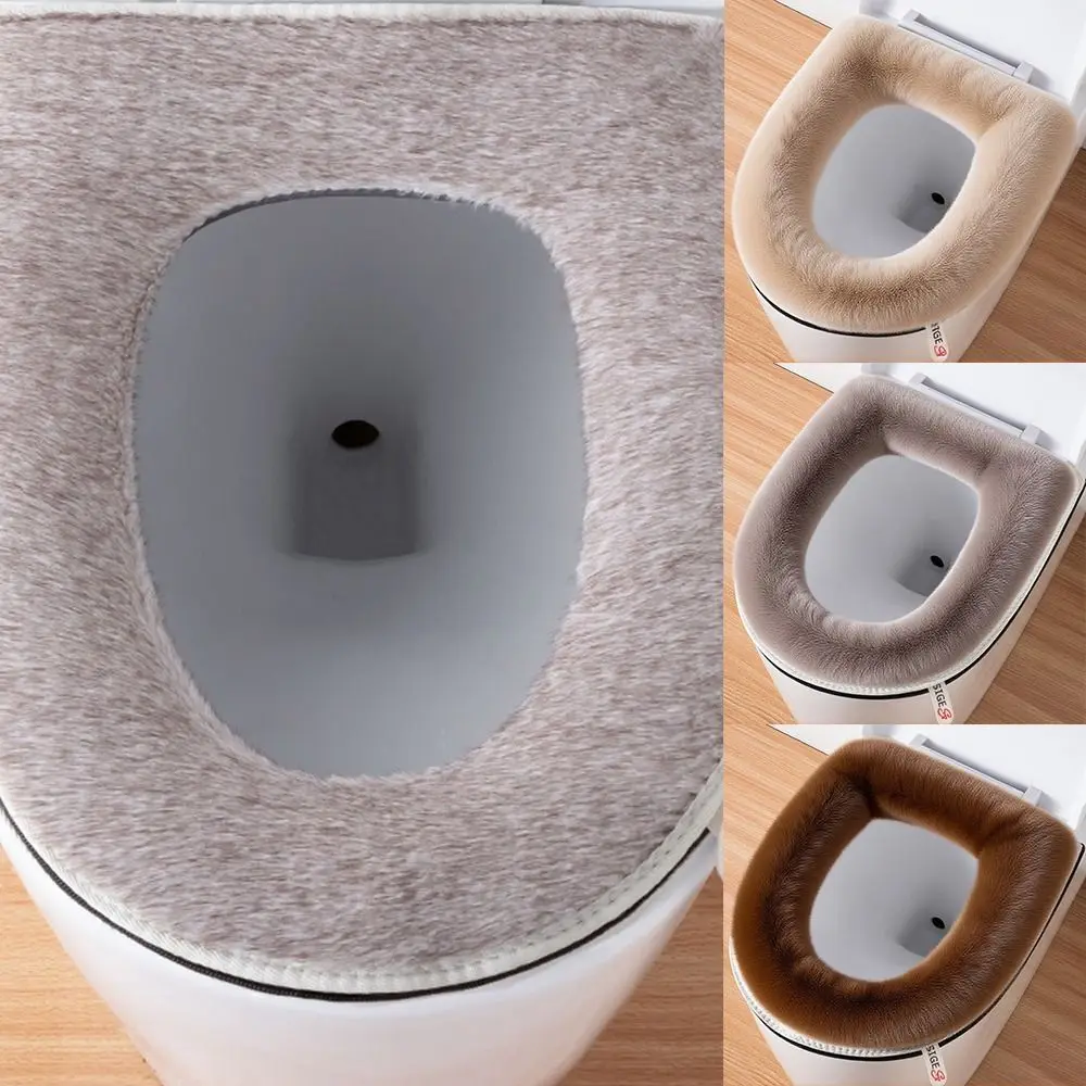 

Утолщенная моющаяся накладка на сиденье унитаза с ручкой, теплая подушка для крышки унитаза на молнии, чехол-накладка для унитаза, товары для дома