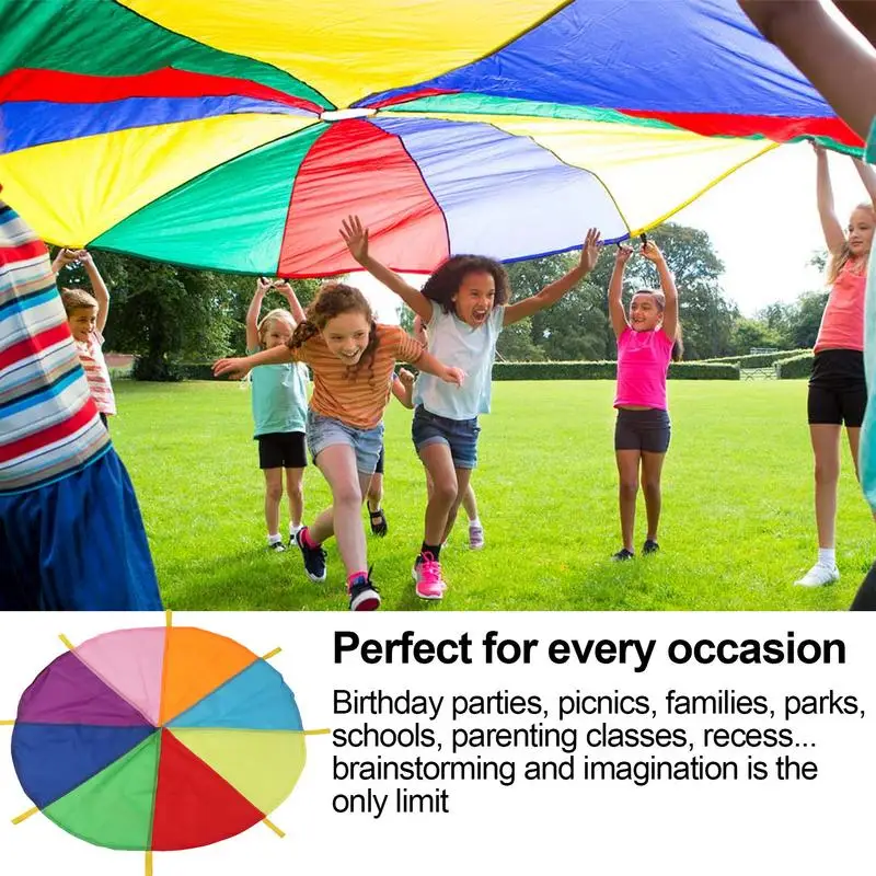 Parachute géant pour jeu de fête pour enfants, Parachute avec poignées, équipement de gymnastique pour école primaire, jeux de coopérations en plein air