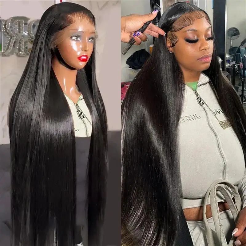 220 Density 13x6 HD Lace Front Human Hair Wigs Pre Plucked Brazilian Bone Straight 13x4 Frontal Wig 5x5 Glueless Wig Wear And Go