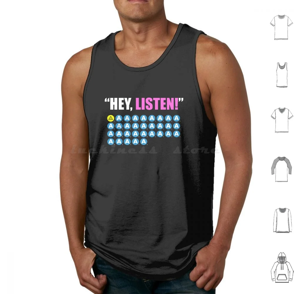 Hey , Listen! Tank Tops Print Cotton 90s Link Geek Game Retro Ocarina Gaming Video Game Gamer Legend Of Nerd