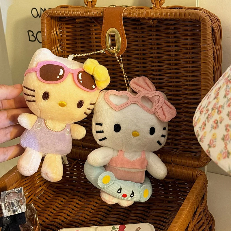 Sanrio Hello Kitty peluche bambola portachiavi ciondolo cartone animato Kt gatto peluche ripiene portachiavi accessori borsa regalo per ragazze giocattoli per bambini