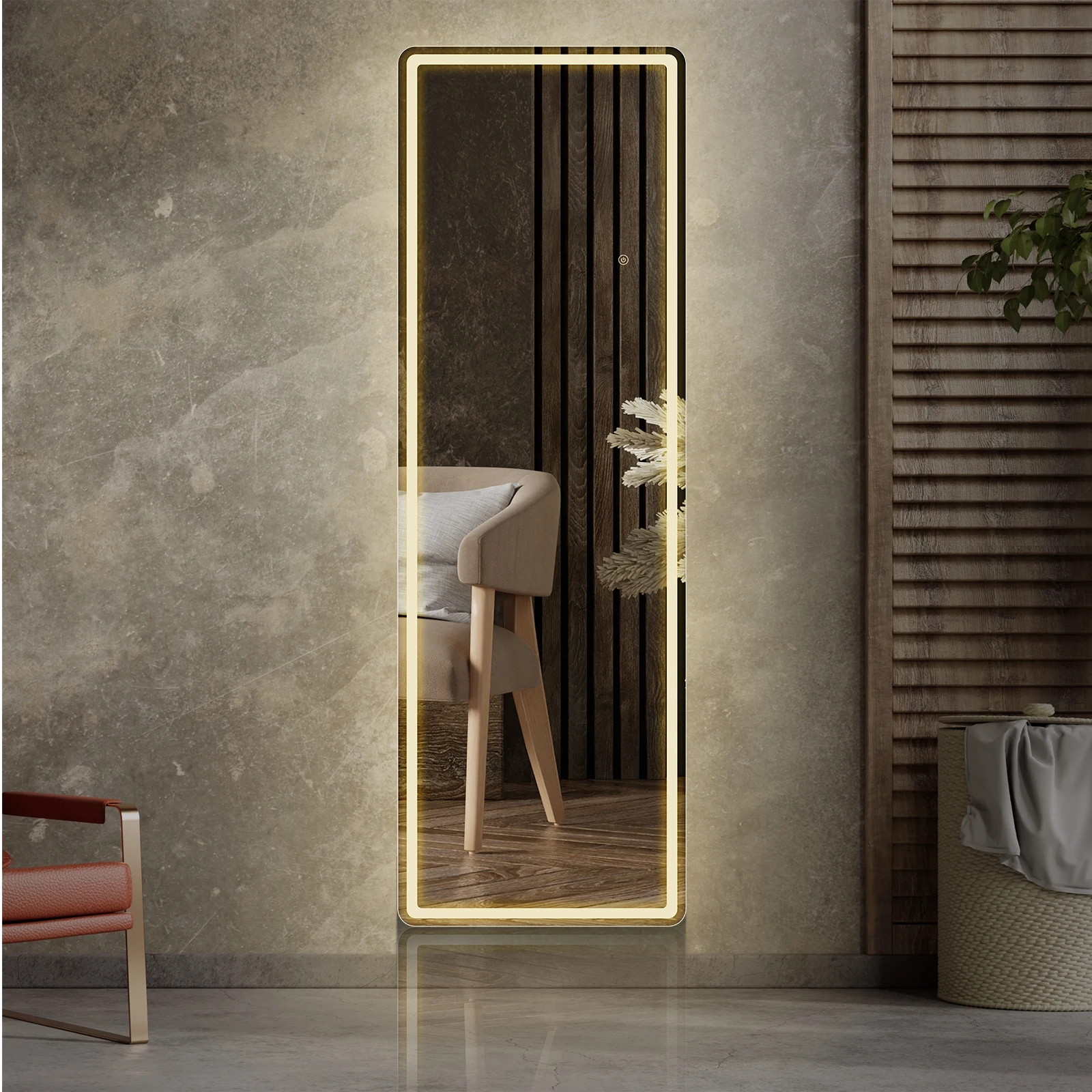 

JHK Полноразмерные светодиодные фонари 64 x 21 дюймов, подвесные или настенные зеркала с подставкой, рама из алюминиевого сплава для дома