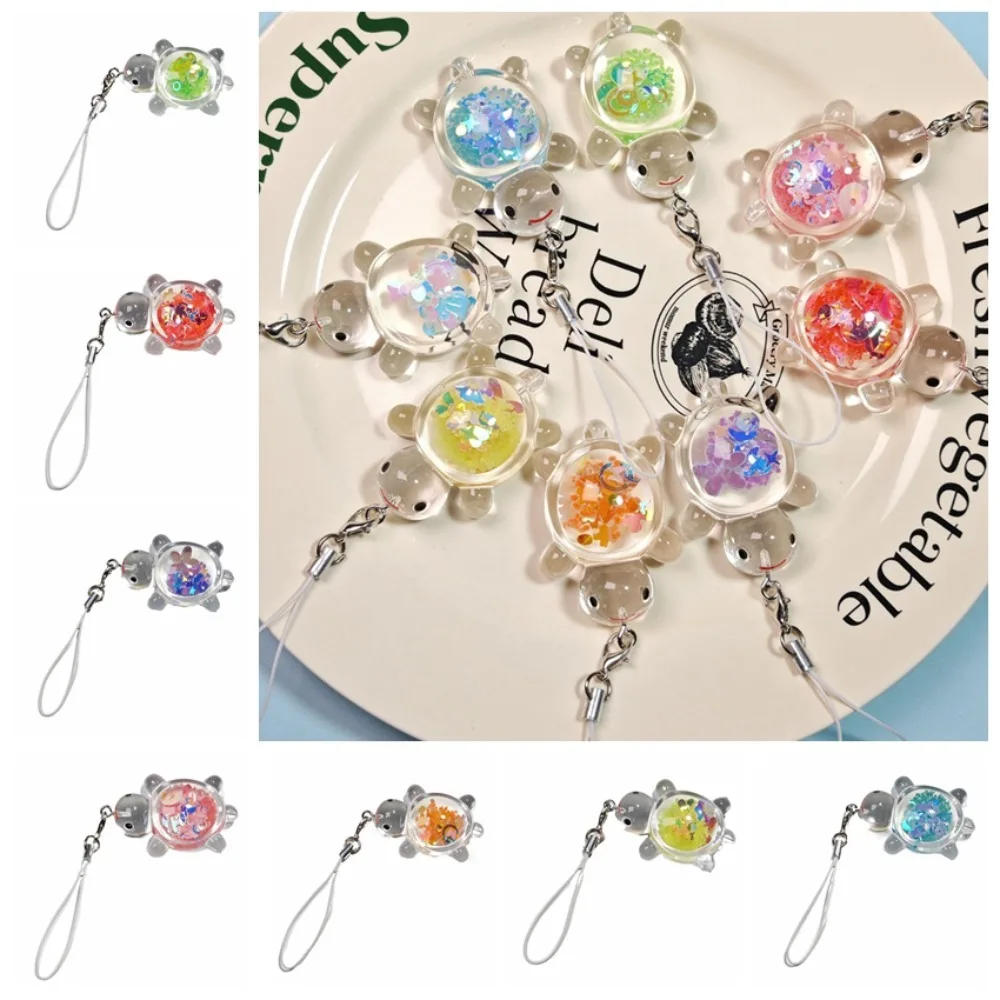 Luminous Turtle Phone Keychain Pendant Hanging Charm Mobile Phone Lanyard Transparent Cartoon Little Turtle Phone Strap