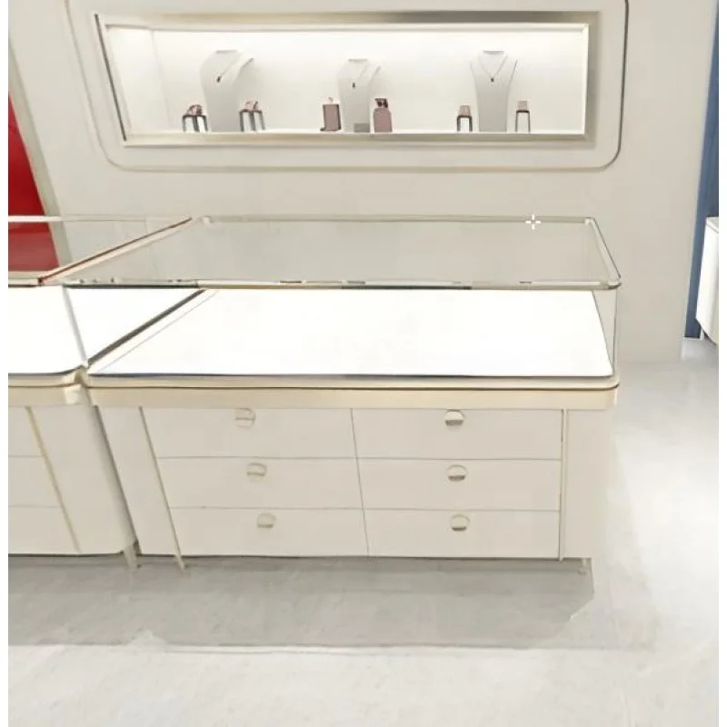 Custom, Luxury Jewelry Showroom Display Furniture Glass Display Counter Jewelry Showcase with Drawer